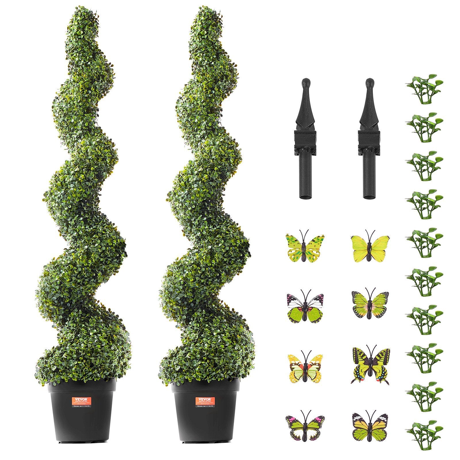 2 Pack 5' Artificial Boxwood Topiary Tree Faux Plant UV Decor In Outdoor