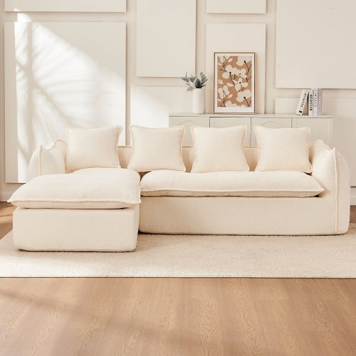 Sofa Deep Seat Sofa 3 Seater For Living Room Oversized Comfy Sofa L-Shape Sofa Couch With Chaise Home Furniture Sleeper Sectional Sofa For Apartment, Office Left Hand Facing
