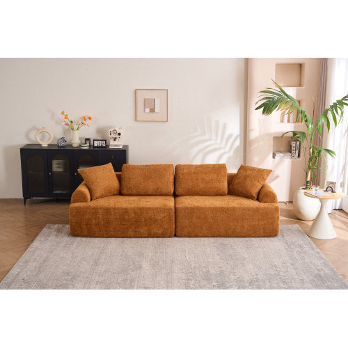 LY-024OR COMPRESSION SOFA4-seater Combined Sofa, Crochet Yarn Fabric, Full Sponge Compression Sofa,combined Sofa With 4 Pillows For Home Living Home Furniture Apartment Office House