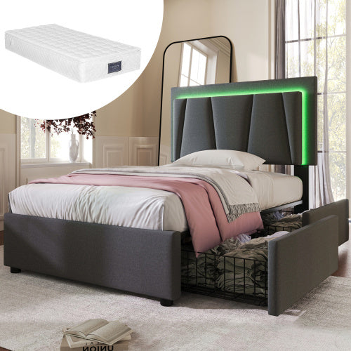 Wooden Storage Bed Bed Frame Size 90cmx200cm