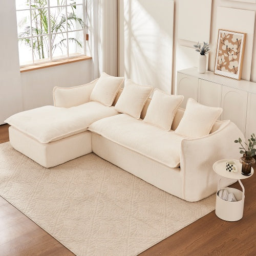 Sofa Deep Seat Sofa 3 Seater For Living Room Oversized Comfy Sofa L-Shape Sofa Couch With Chaise Home Furniture Sleeper Sectional Sofa For Apartment, Office Left Hand Facing