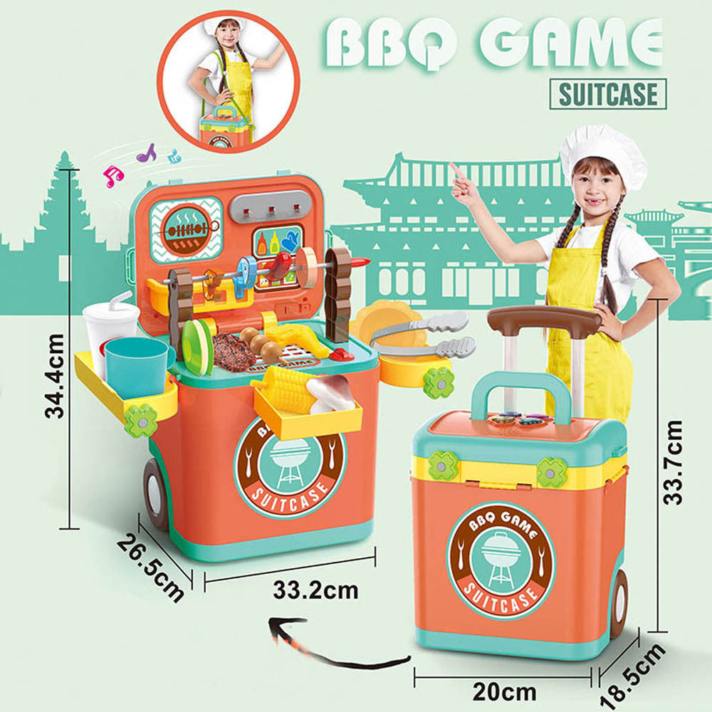 Childrens Sound And Light Pretend pop up Kitchen,  Barbecue ,Dessert Set, Makeup Tools Trolley Box ,Doctor Toy