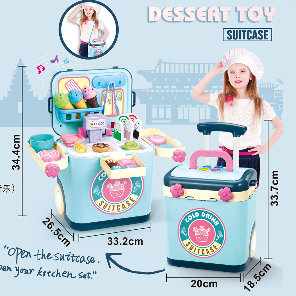 Childrens Sound And Light Pretend pop up Kitchen,  Barbecue ,Dessert Set, Makeup Tools Trolley Box ,Doctor Toy