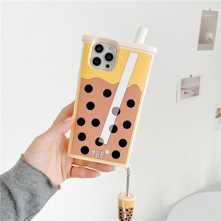 Pearl Milk Tea Pendant Mobile Phone Case Silicone Three-dimensional