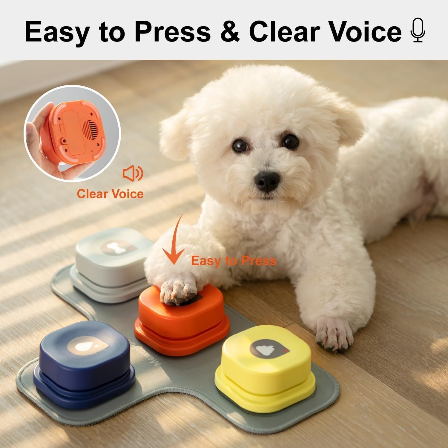 Dog Talking Buttons Set - 3 Recordable Communication Buttons With