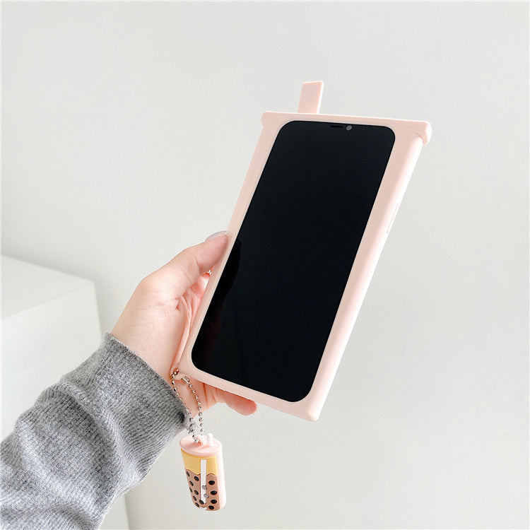 Pearl Milk Tea Pendant Mobile Phone Case Silicone Three-dimensional