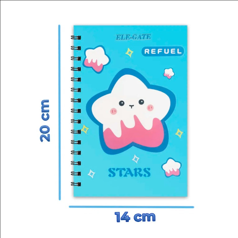 80-Page Ruled Notebook With Star Cover And Metallic Spiral