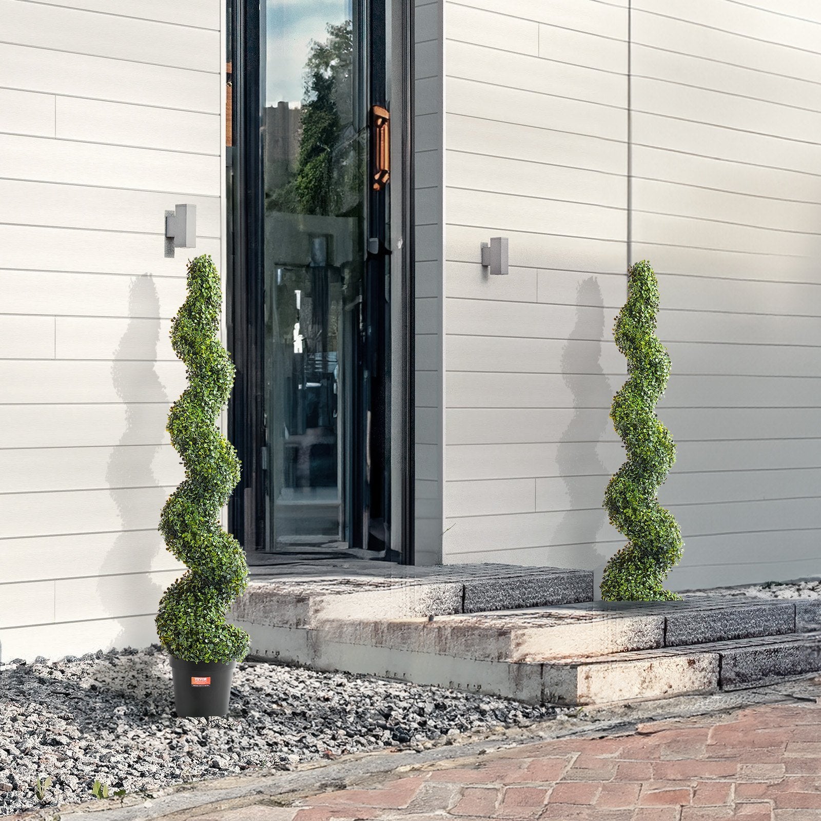 2 Pack 5' Artificial Boxwood Topiary Tree Faux Plant UV Decor In Outdoor
