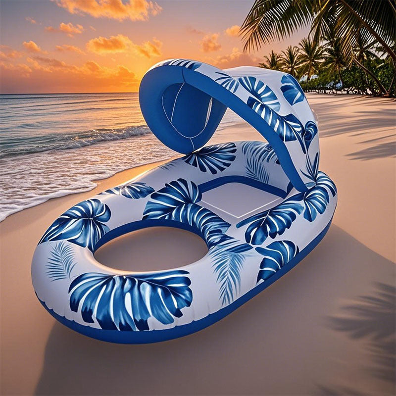 Large Swimming Pool Float With Cup Holder And Sunshade, Essential For Pool Parties And Beaches, Comes With A Manual Air Pump