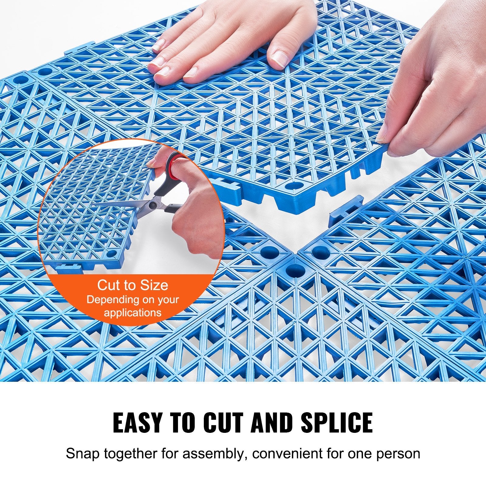 VEVOR Interlocking Tile 50PCS Blue, Drainage Tiles  Splicing, PVC Interlocking Drainage Floor Tiles, Non-Slip Drainage Holes For Restroom, Bathroom, Kitchen, Pool, Wet Areas