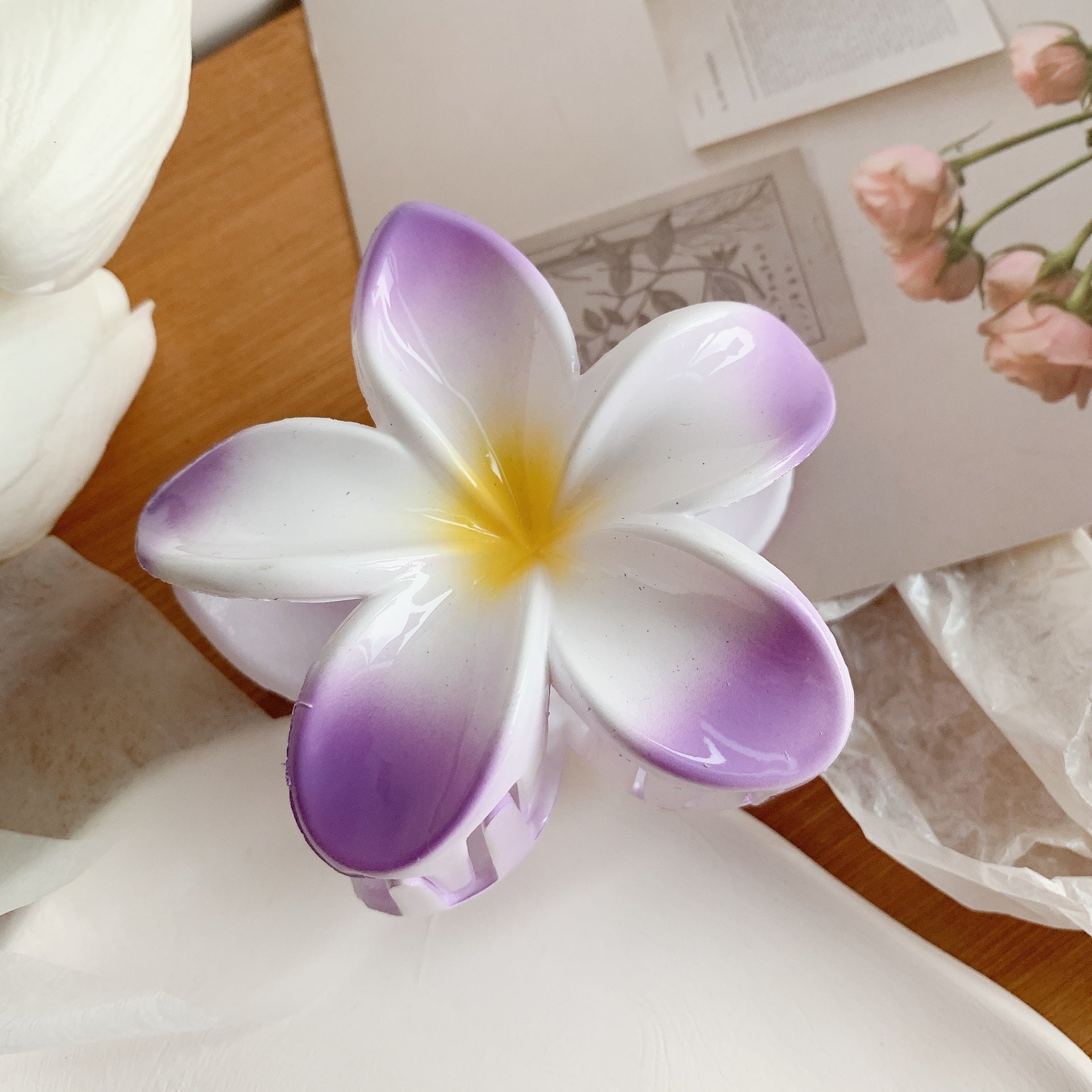 Plumeria Hair Clips Flower Hair Clip Trendy Hair Claw Clip Popular Hair Catch Korean Hair Accessories For Women