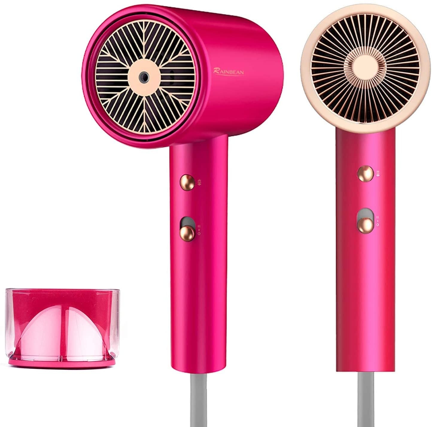 Ionic Hair Dryer, 1800W Blow Dryer With Magnetic Nozzle 2 Speed And 3 Heat Settings Powerful Low Noise Fast Drying Travel Hair Dryer For Home Travel