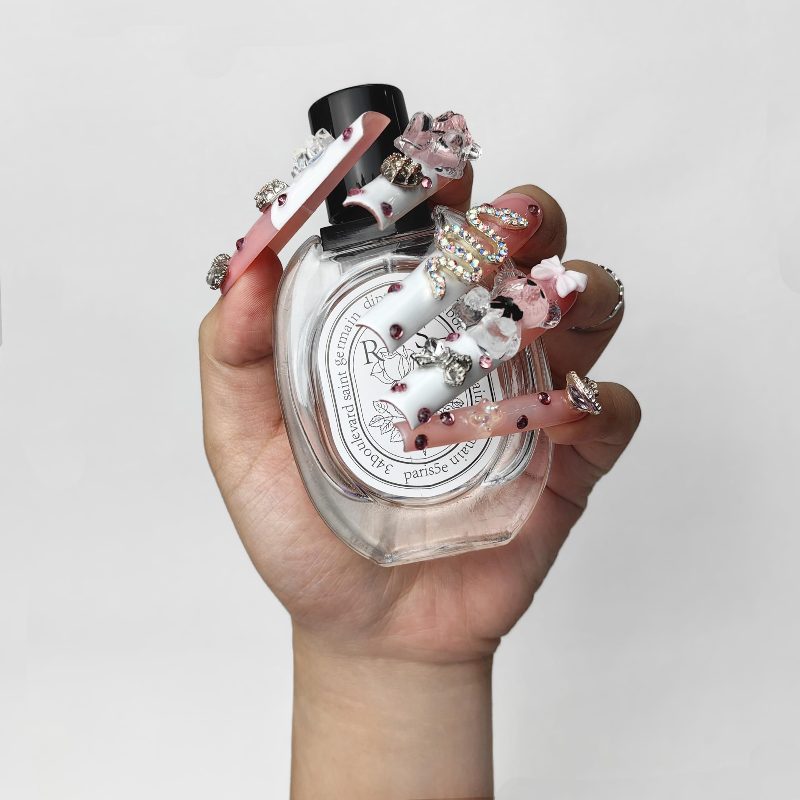 "Enchanted" Acrylic Press On Nails, Rhinestones, Glitter Rhinestone Nails
