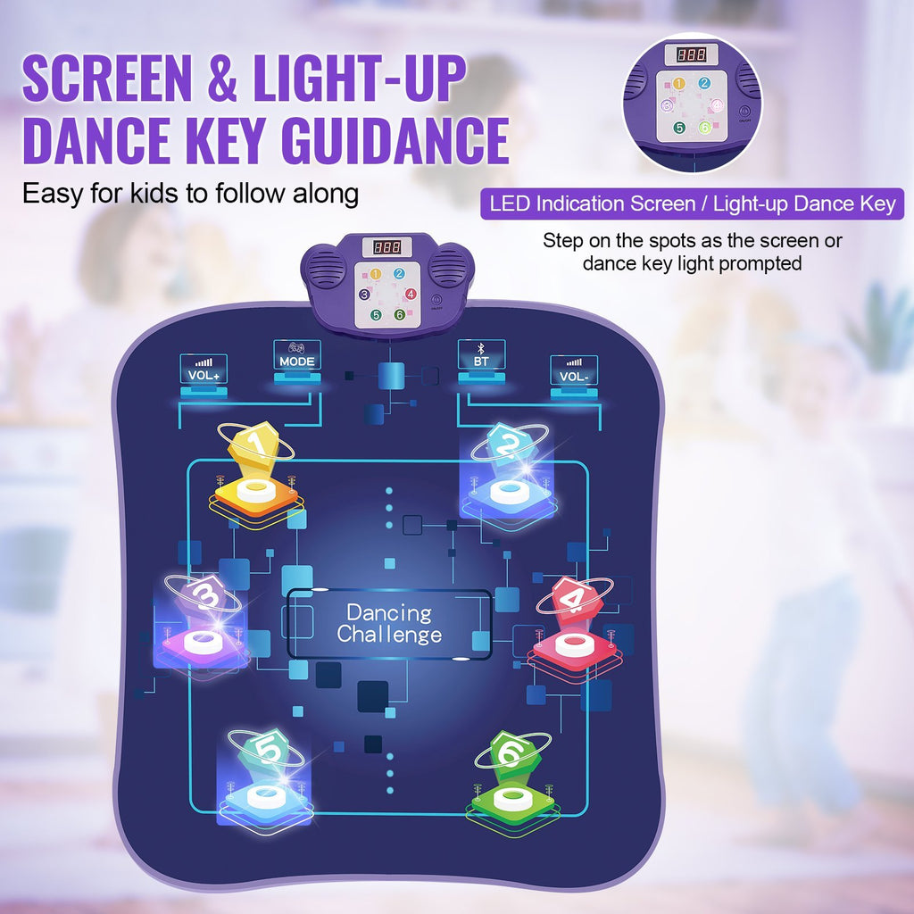 Dance Mat For Kids Dance Pad Toy With Wireless Bluetooth Gift For 3 Girls