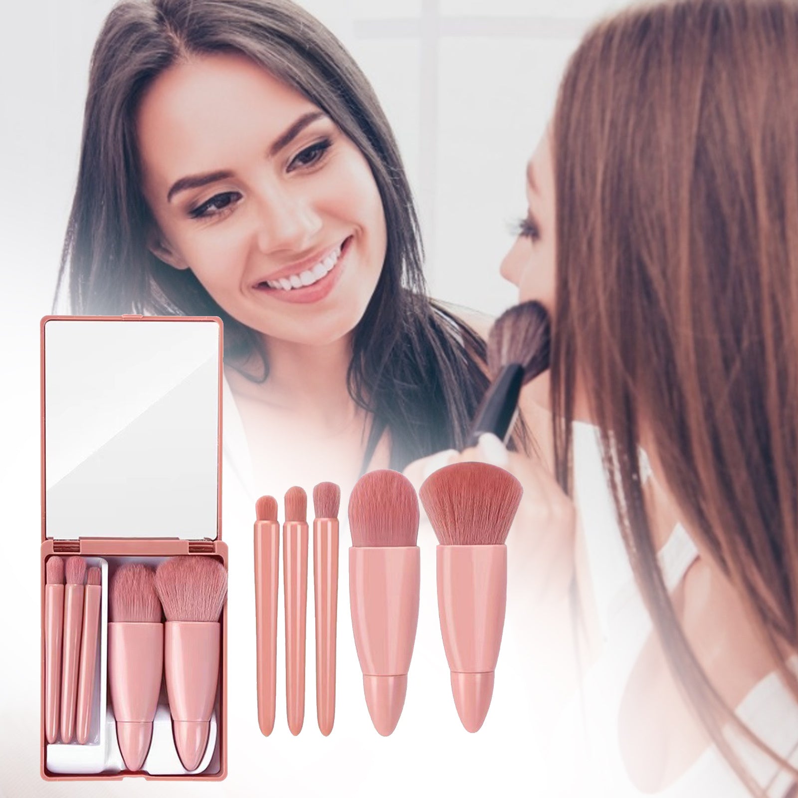 Mini Travel Makeup Brushes Tool Set Cosmetic Powder Eye Shadow Foundation Blush Blending Make Up Brush