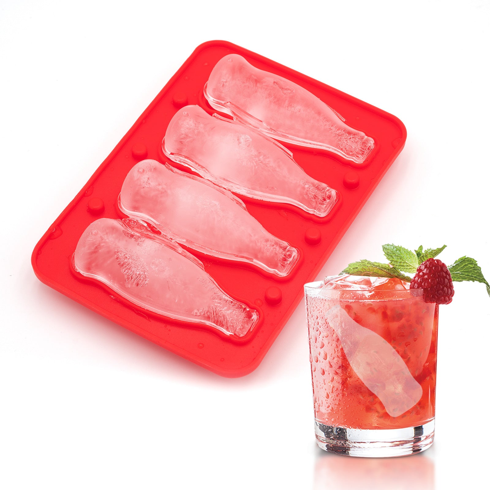 Coke Bottle Ice Tray Silicone With Cover Ice Mold