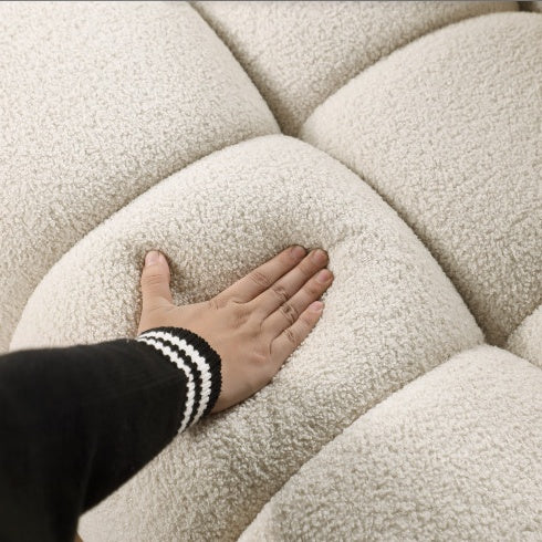64.98 Length ,35.83 Deepth ,human Body Structure For USA People, Marshmallow Sofa,boucle Sofa ,2 Seater, LIGHT BROWN BOUCLE