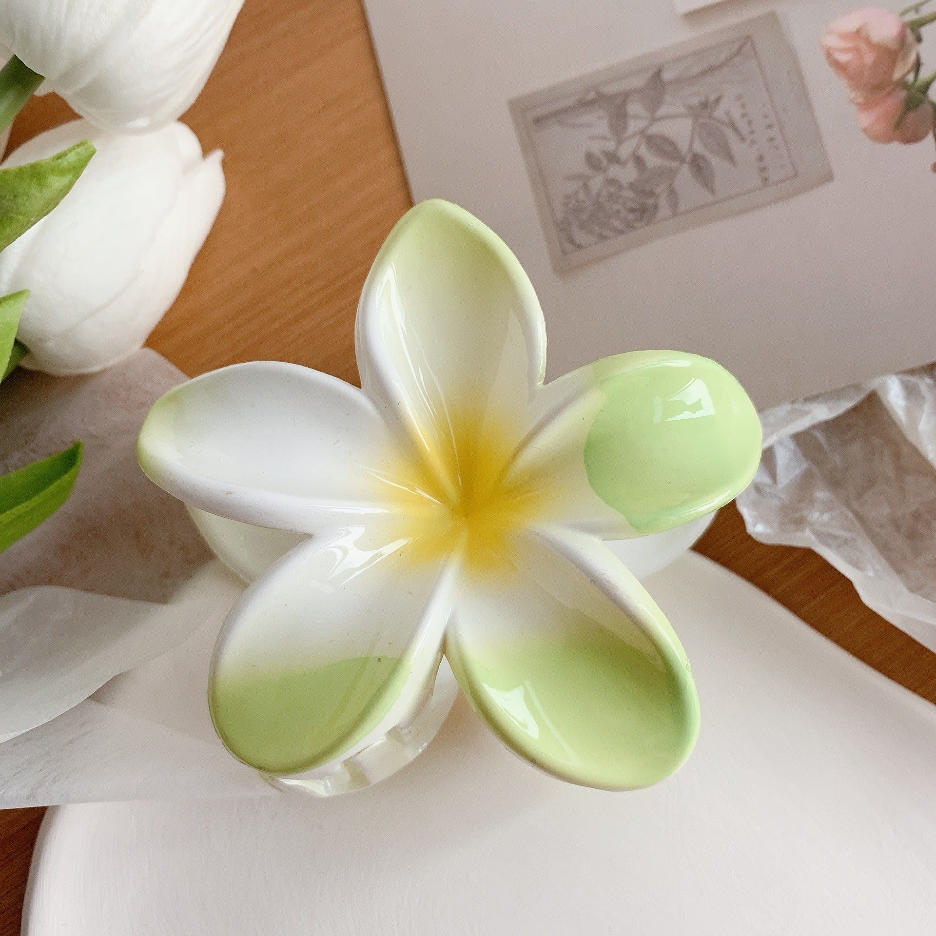 Plumeria Hair Clips Flower Hair Clip Trendy Hair Claw Clip Popular Hair Catch Korean Hair Accessories For Women