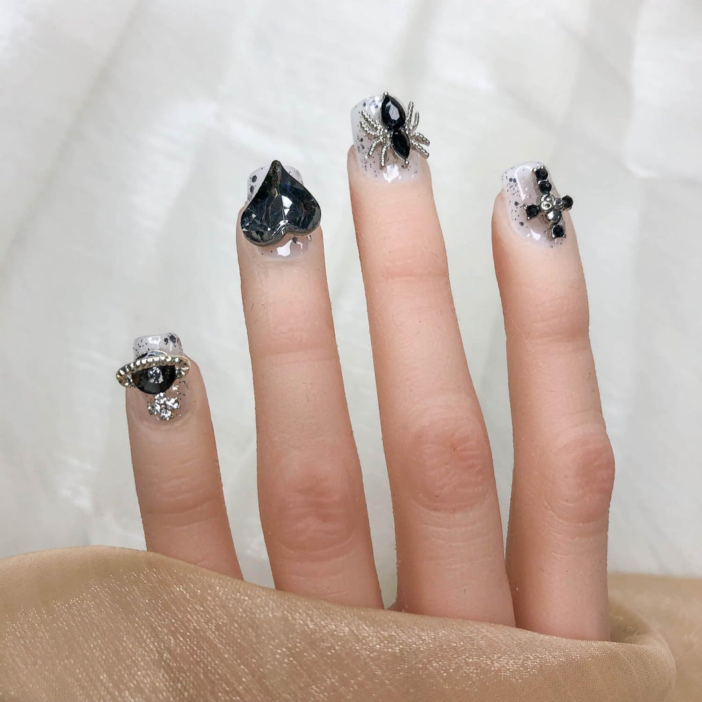 "Seamless" Press On Nails Short, No Fade Out Fake NailsSeamless Fit Soft Gel Glue On Nails Charms For WomenHandmade Nail Art Manicure Gradient,Midnight Stardust