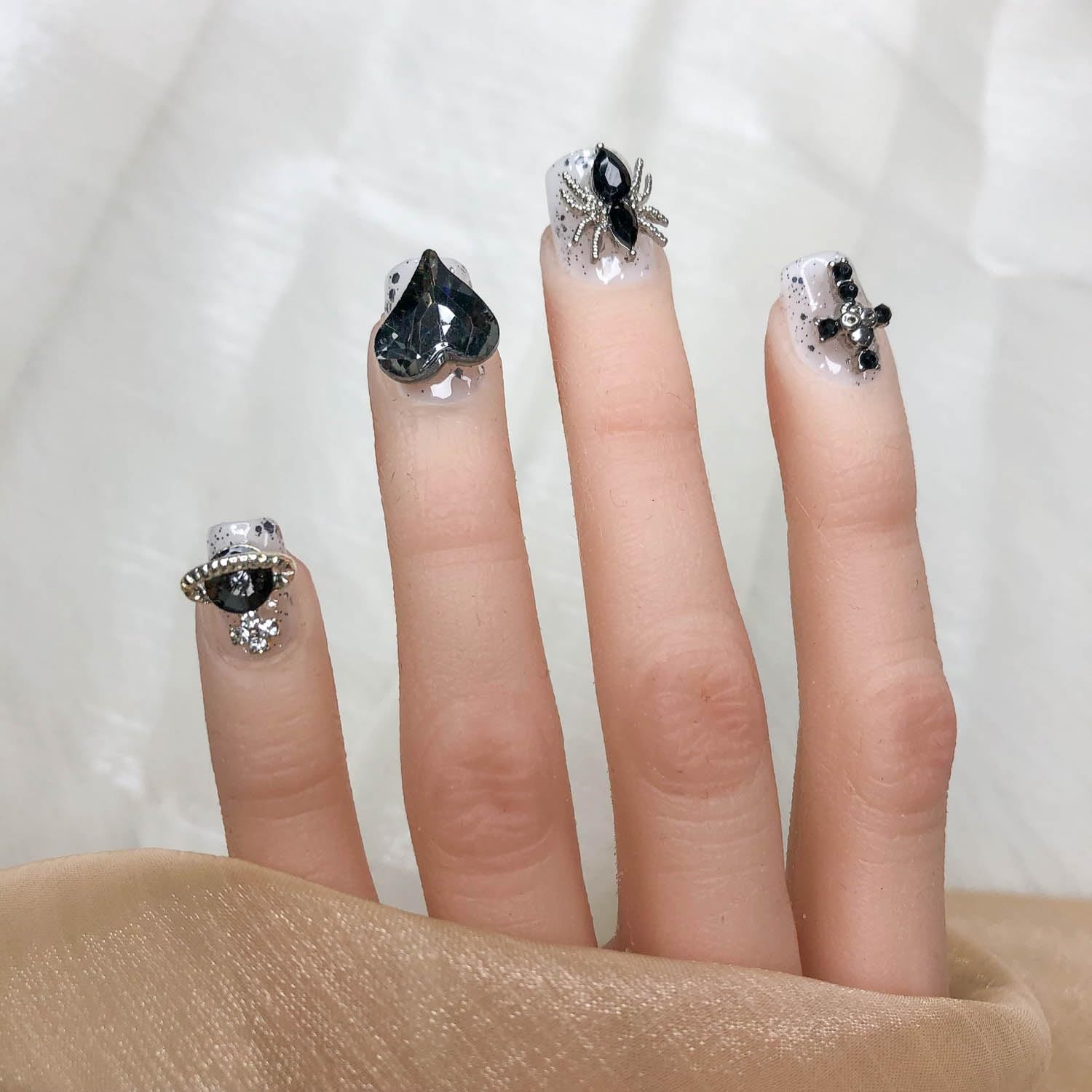 "Seamless" Press On Nails Short, No Fade Out Fake NailsSeamless Fit Soft Gel Glue On Nails Charms For WomenHandmade Nail Art Manicure Gradient,Midnight Stardust