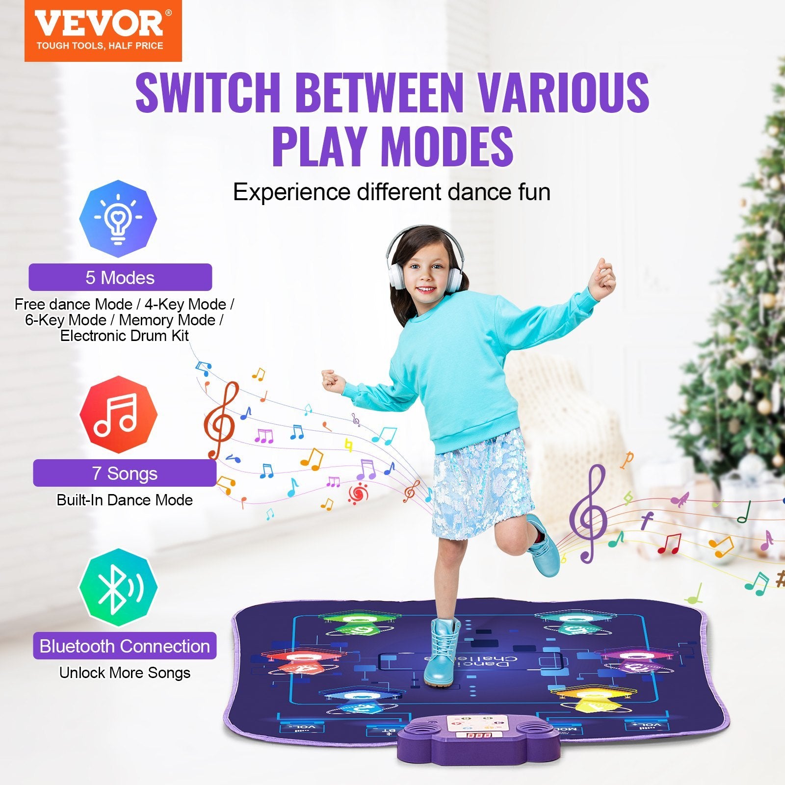 Dance Mat For Kids Dance Pad Toy With Wireless Bluetooth Gift For 3 Girls