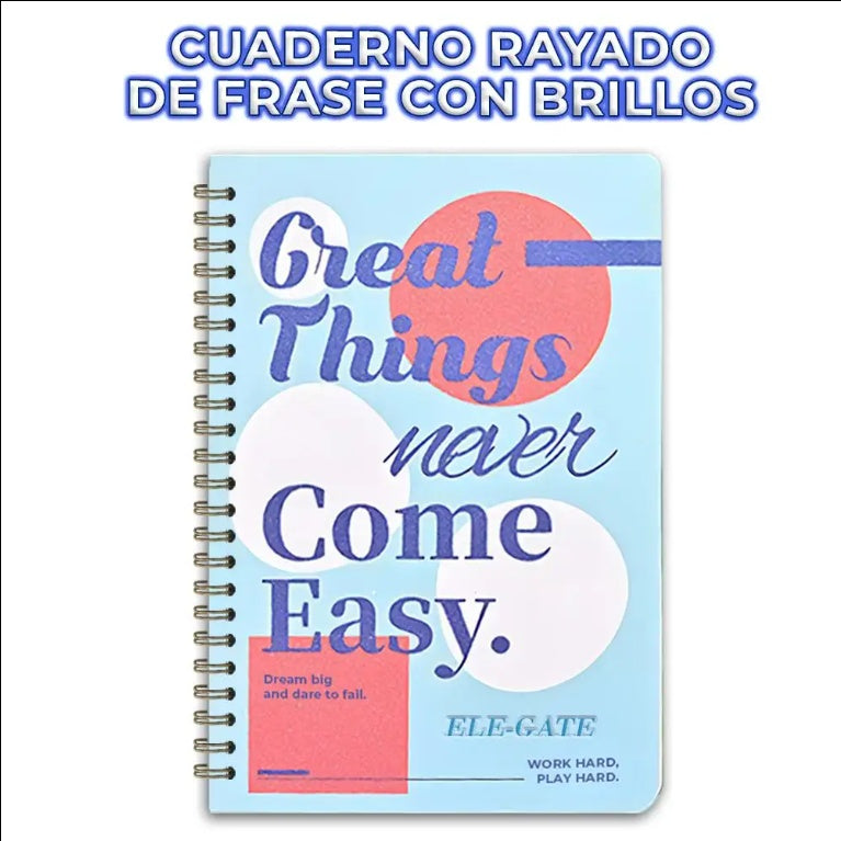 Lined Spiral Notebook With Glitter Cover Flirty