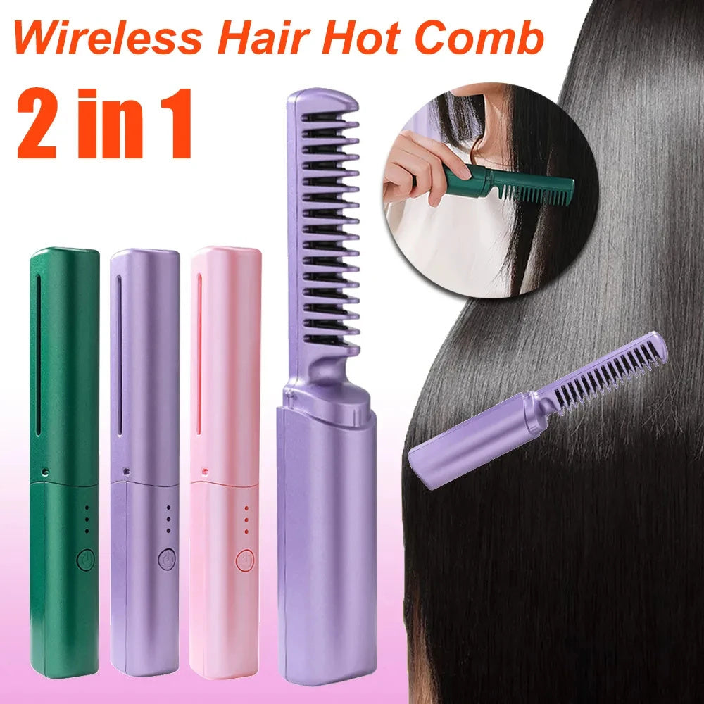 Wireless Hair Straightener Comb ,Fast Heating