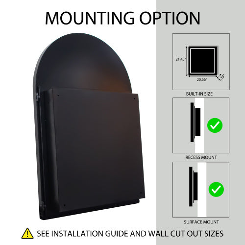 24x36 Inch Arched Recessed Medicine Cabinet, Metal Framed Bathroom Wall Cabinet With Mirror And Adjustable Shelves, Wall Mirror With Storage For Bathroom, Matte Black