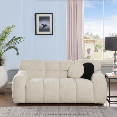 64.98 Length ,35.83 Deepth ,human Body Structure For USA People, Marshmallow Sofa,boucle Sofa ,2 Seater, LIGHT BROWN BOUCLE