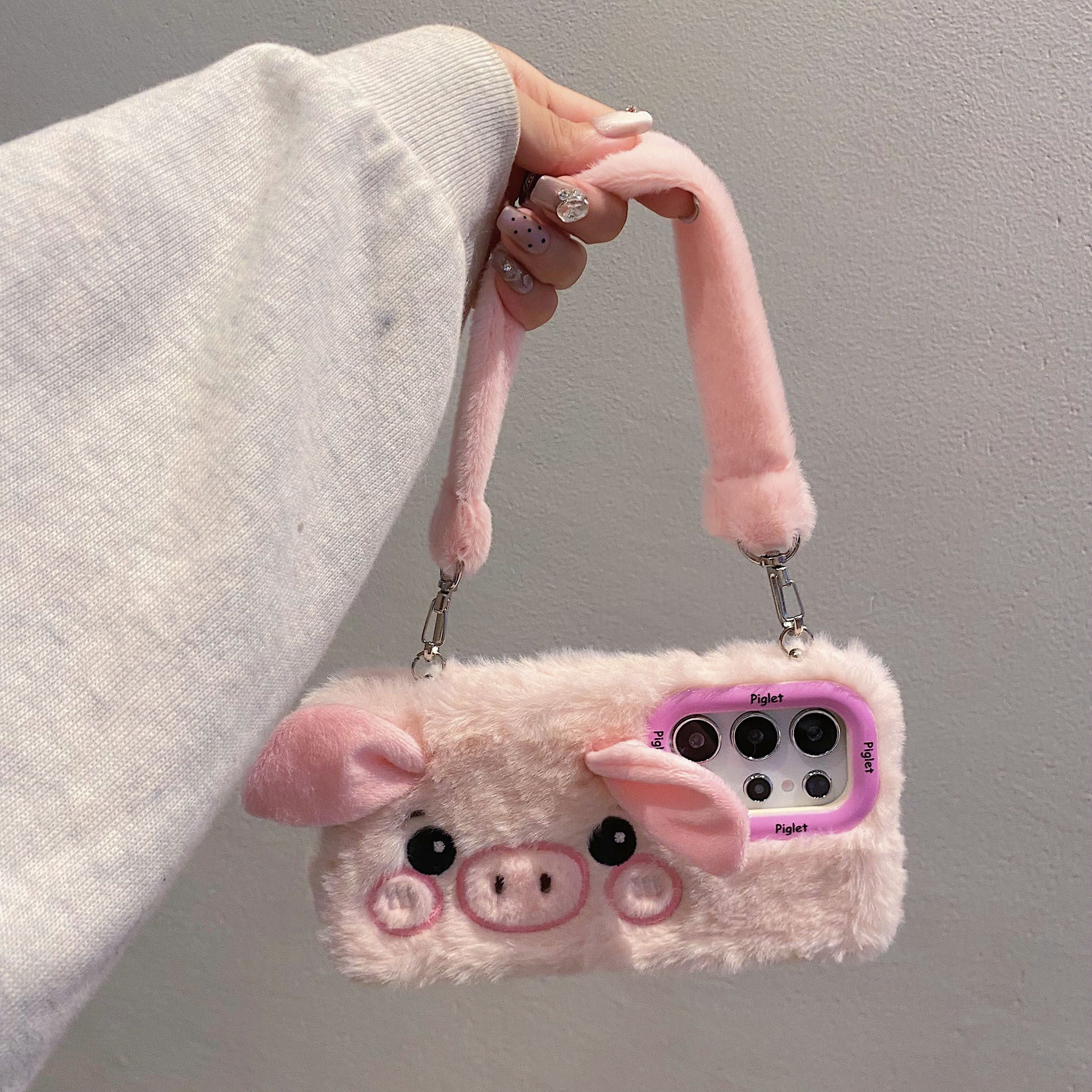 Plush Cute Piggy Phone Case With Bracket