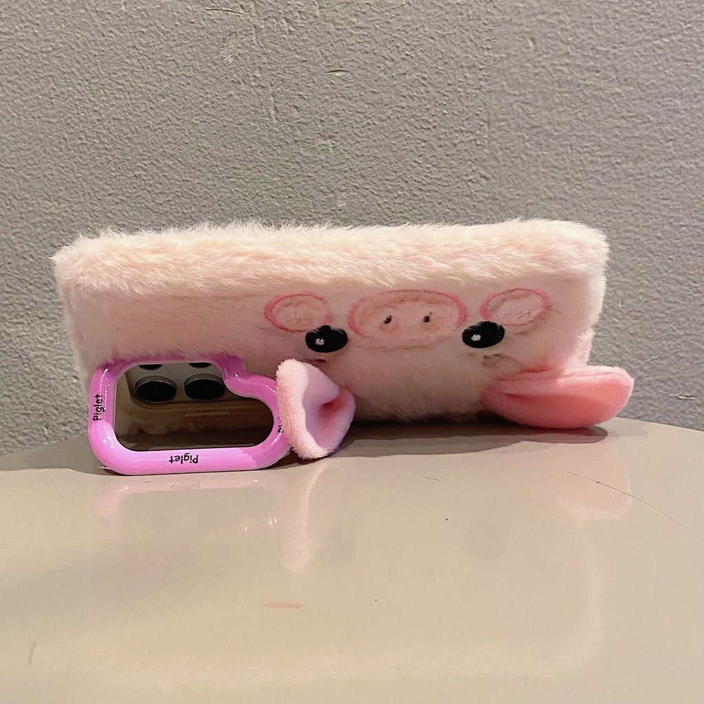 Plush Cute Piggy Phone Case With Bracket