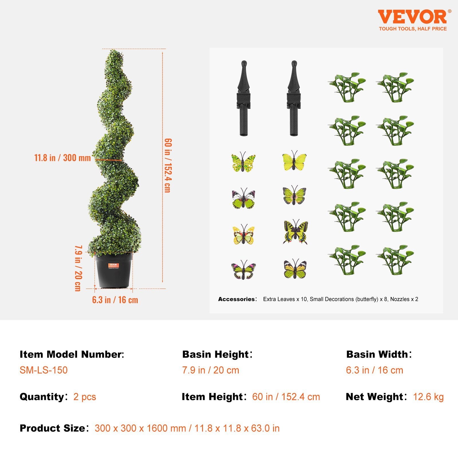 2 Pack 5' Artificial Boxwood Topiary Tree Faux Plant UV Decor In Outdoor