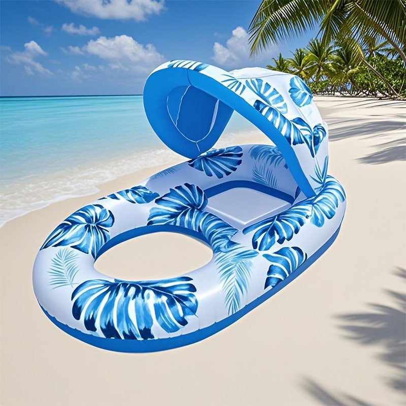 Large Swimming Pool Float With Cup Holder And Sunshade, Essential For Pool Parties And Beaches, Comes With A Manual Air Pump