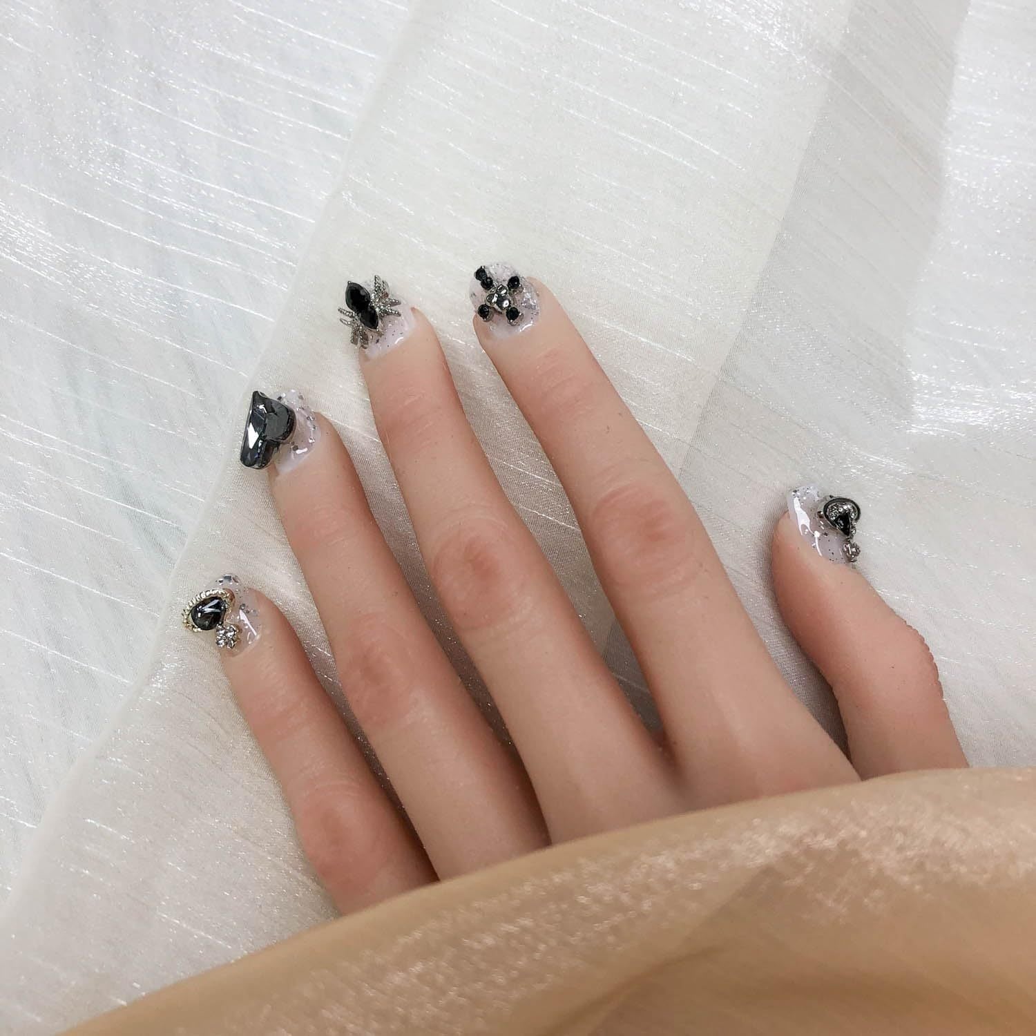 "Seamless" Press On Nails Short, No Fade Out Fake NailsSeamless Fit Soft Gel Glue On Nails Charms For WomenHandmade Nail Art Manicure Gradient,Midnight Stardust