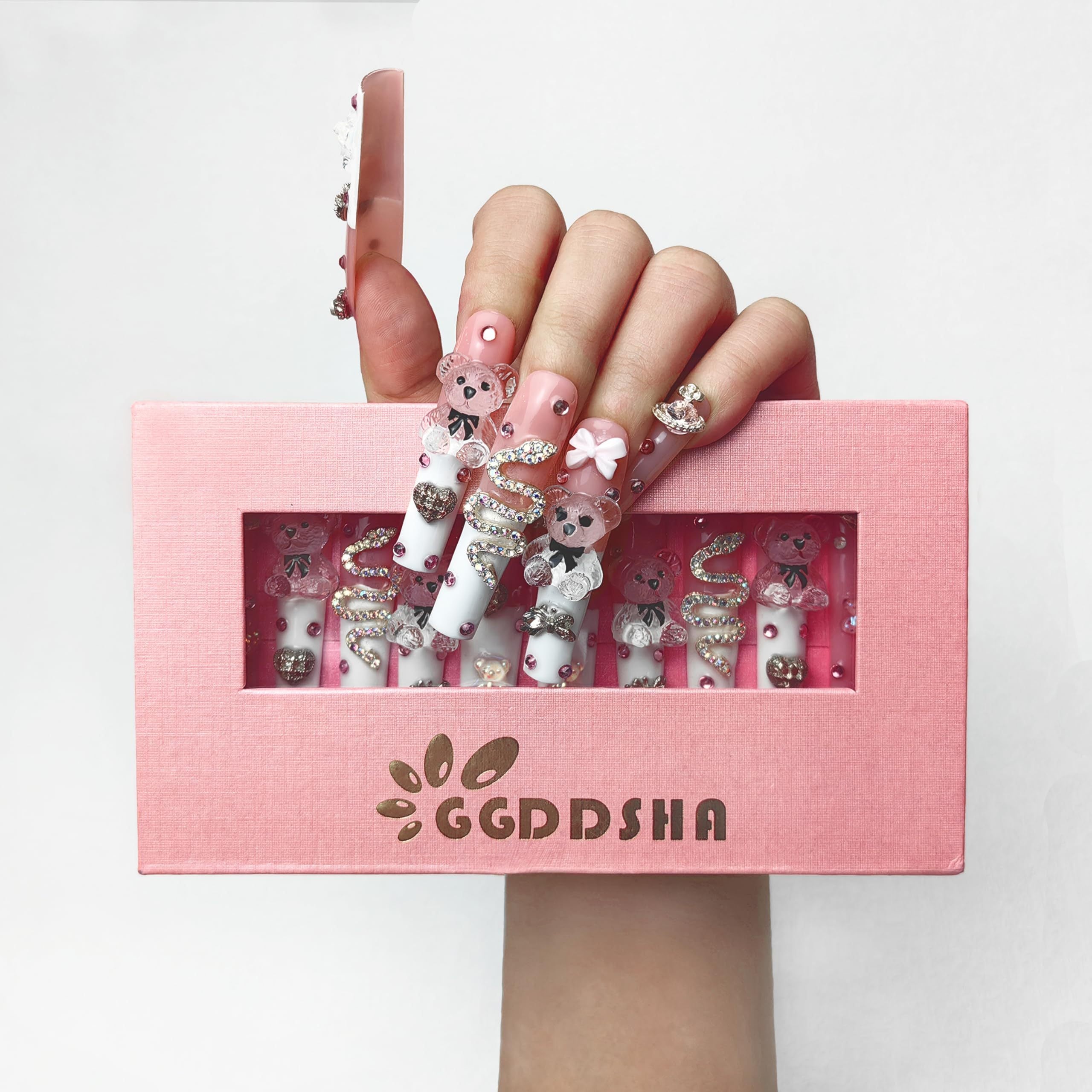 "Enchanted" Acrylic Press On Nails, Rhinestones, Glitter Rhinestone Nails