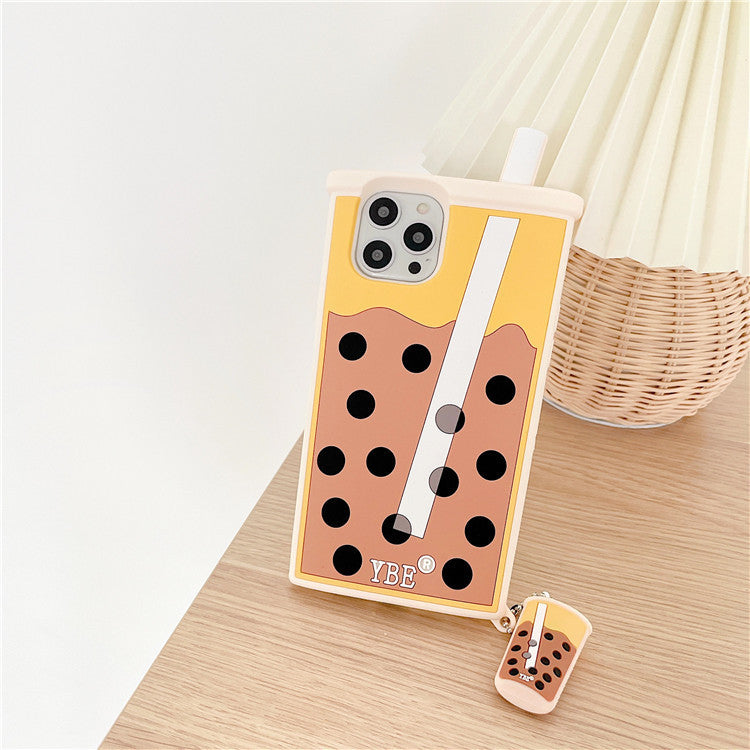 Pearl Milk Tea Pendant Mobile Phone Case Silicone Three-dimensional