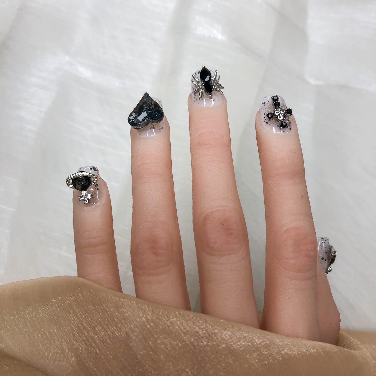 "Seamless" Press On Nails Short, No Fade Out Fake NailsSeamless Fit Soft Gel Glue On Nails Charms For WomenHandmade Nail Art Manicure Gradient,Midnight Stardust