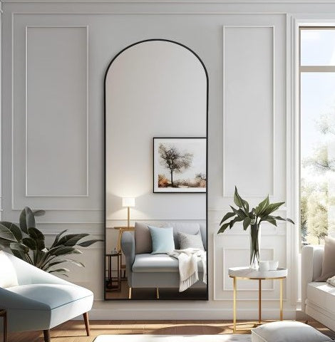 Black 63x20 Inch Metal Arched Bracket Full-length Mirror