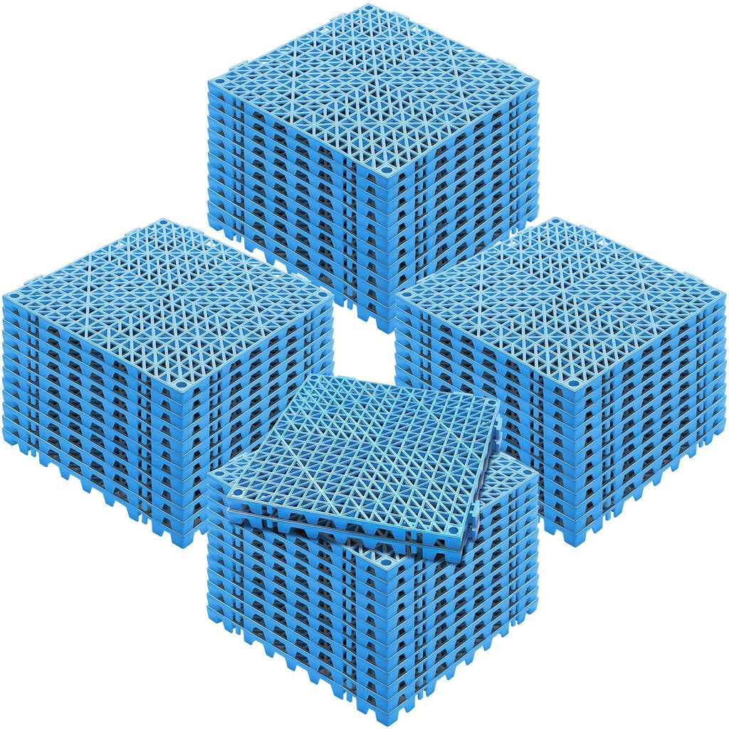 VEVOR Interlocking Tile 50PCS Blue, Drainage Tiles  Splicing, PVC Interlocking Drainage Floor Tiles, Non-Slip Drainage Holes For Restroom, Bathroom, Kitchen, Pool, Wet Areas