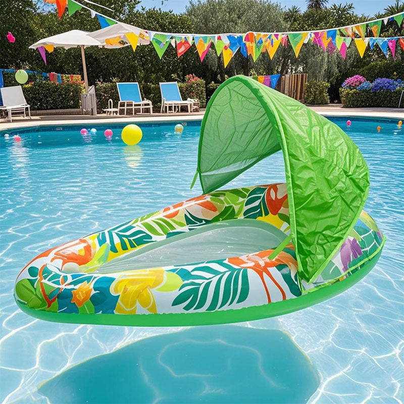 Large Swimming Pool Float With Cup Holder And Sunshade, Essential For Pool Parties And Beaches, Comes With A Manual Air Pump