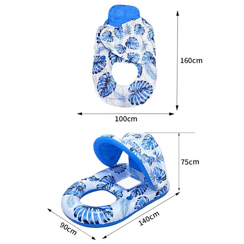 Large Swimming Pool Float With Cup Holder And Sunshade, Essential For Pool Parties And Beaches, Comes With A Manual Air Pump