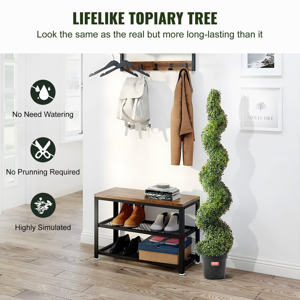 2 Pack 5' Artificial Boxwood Topiary Tree Faux Plant UV Decor In Outdoor