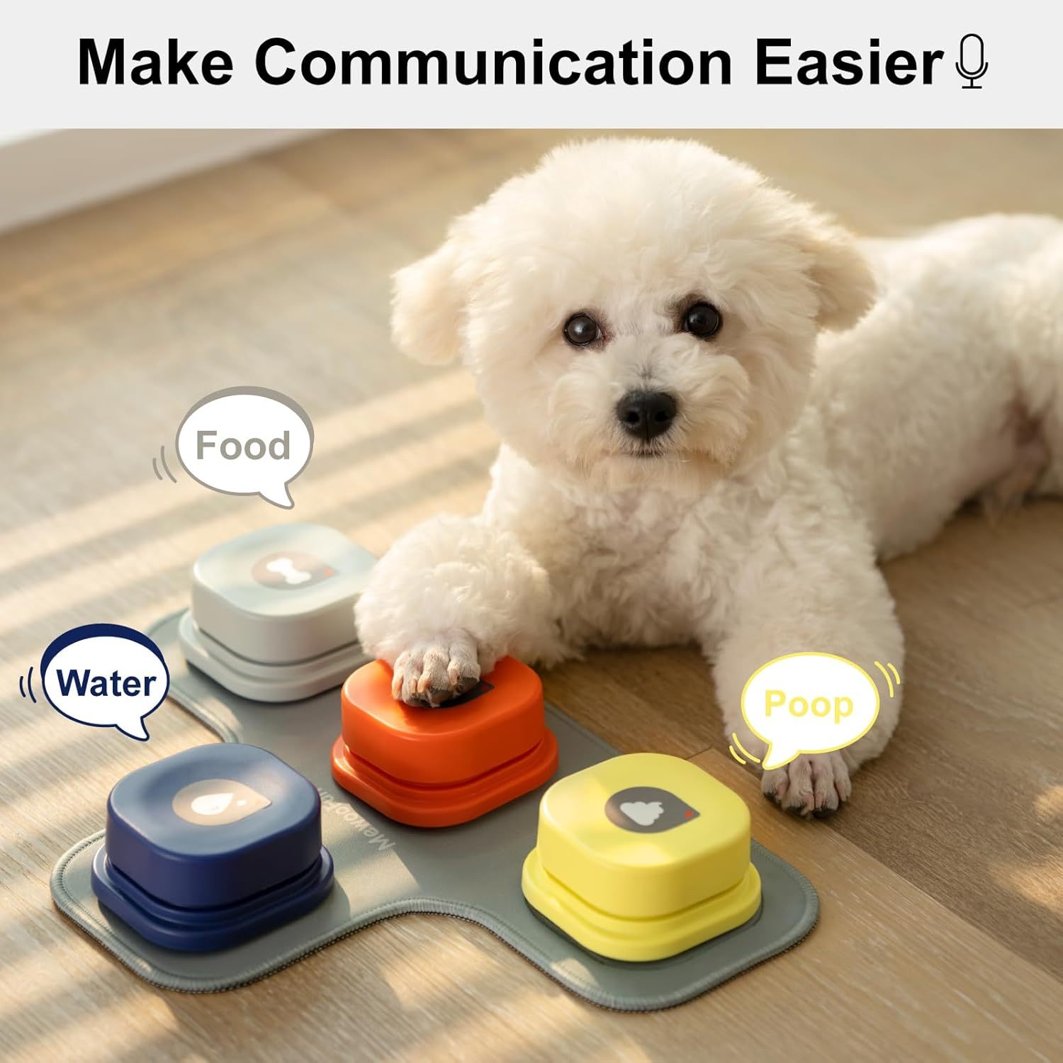 Dog Talking Buttons Set - 3 Recordable Communication Buttons With