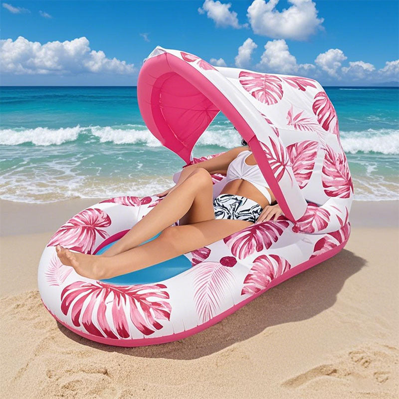 Large Swimming Pool Float With Cup Holder And Sunshade, Essential For Pool Parties And Beaches, Comes With A Manual Air Pump