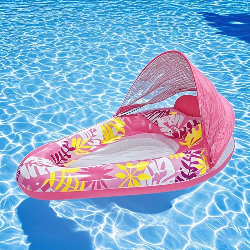 Large Swimming Pool Float With Cup Holder And Sunshade, Essential For Pool Parties And Beaches, Comes With A Manual Air Pump