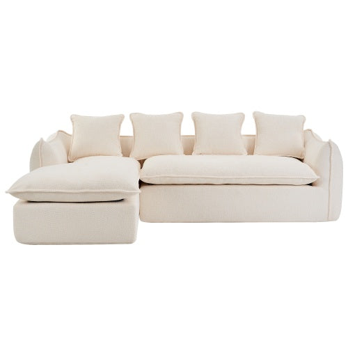 Sofa Deep Seat Sofa 3 Seater For Living Room Oversized Comfy Sofa L-Shape Sofa Couch With Chaise Home Furniture Sleeper Sectional Sofa For Apartment, Office Left Hand Facing