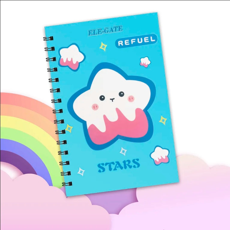 80-Page Ruled Notebook With Star Cover And Metallic Spiral