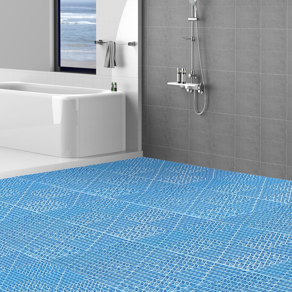 VEVOR Interlocking Tile 50PCS Blue, Drainage Tiles  Splicing, PVC Interlocking Drainage Floor Tiles, Non-Slip Drainage Holes For Restroom, Bathroom, Kitchen, Pool, Wet Areas