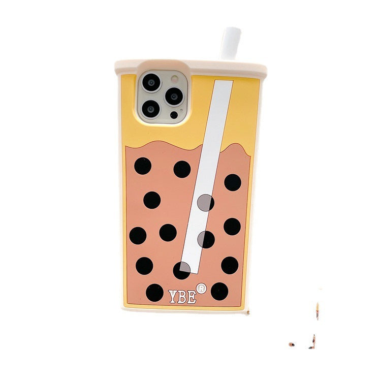 Pearl Milk Tea Pendant Mobile Phone Case Silicone Three-dimensional