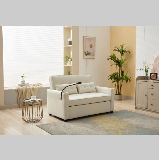 Futon Chair Bed Convertible Chair 3 In  1 Pull Out Sleeper Chair Beds With USB Ports,Wear  Resistant And Anti Scratch, Armchair Bed Sleeper For Living Room White